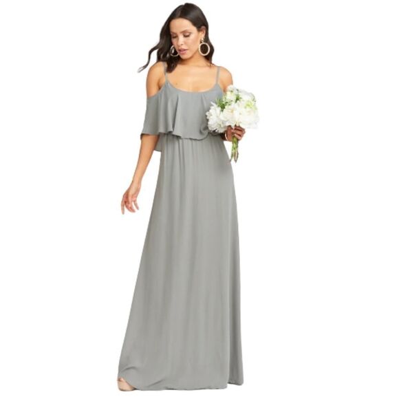 Show Me Your Mumu Caitlin Formal Maxi Soft Charcoal‎ Bridesmaid Dress Size Small - Picture 1 of 6
